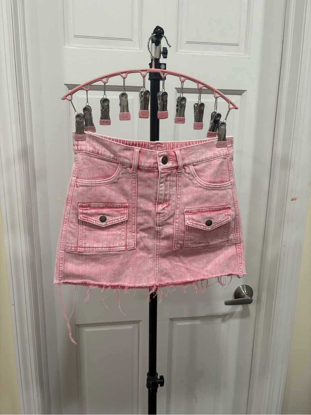 Aerie Pink Denim-Like Mini Skirt